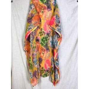 Vintage All That Glitters Floral Watercolor Scarf 90s Long Wrap Fruit Floral